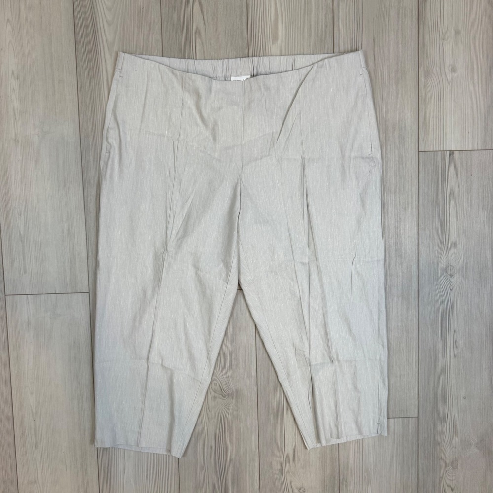 J. Jill Linen Stretch Crop Pants Zinc White Plus Size 3X New With Tags